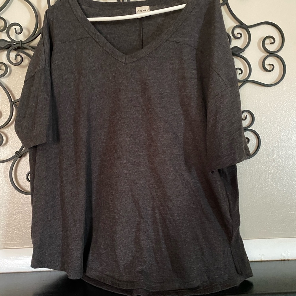 Gray Oversized Relaxed Short Sleeve Tee